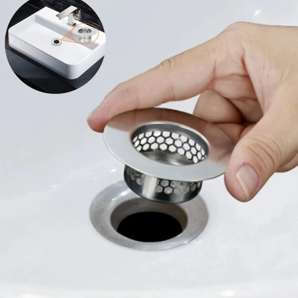 Universal Stainless Steel Bathroom Sink Strainer Hair Catcher