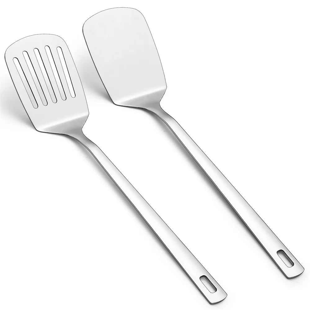 2pack Spatulas Stainless Steel Silver Slotted Turner Solid