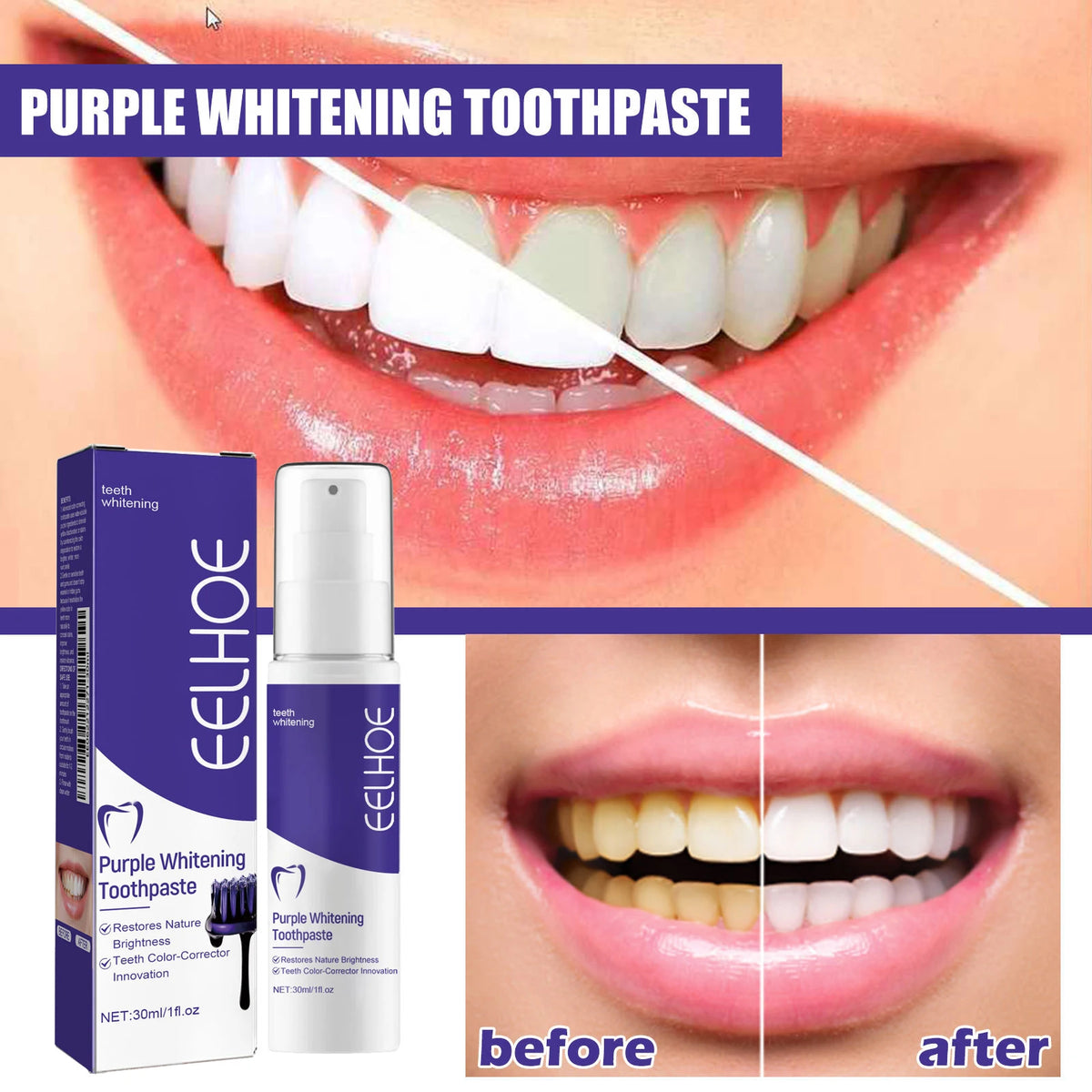 Dental Whitening Toothpaste Instant Teeth Whitening Cleaning