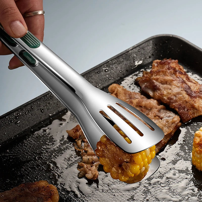 Non-Slip Stainless Steel Food Tongs Meat Salad Bread