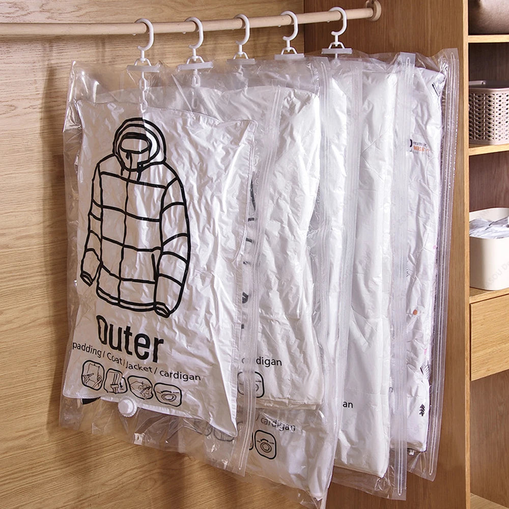 1-10pcs Hanging Vacuum Storage Bag Reusable Space Saver