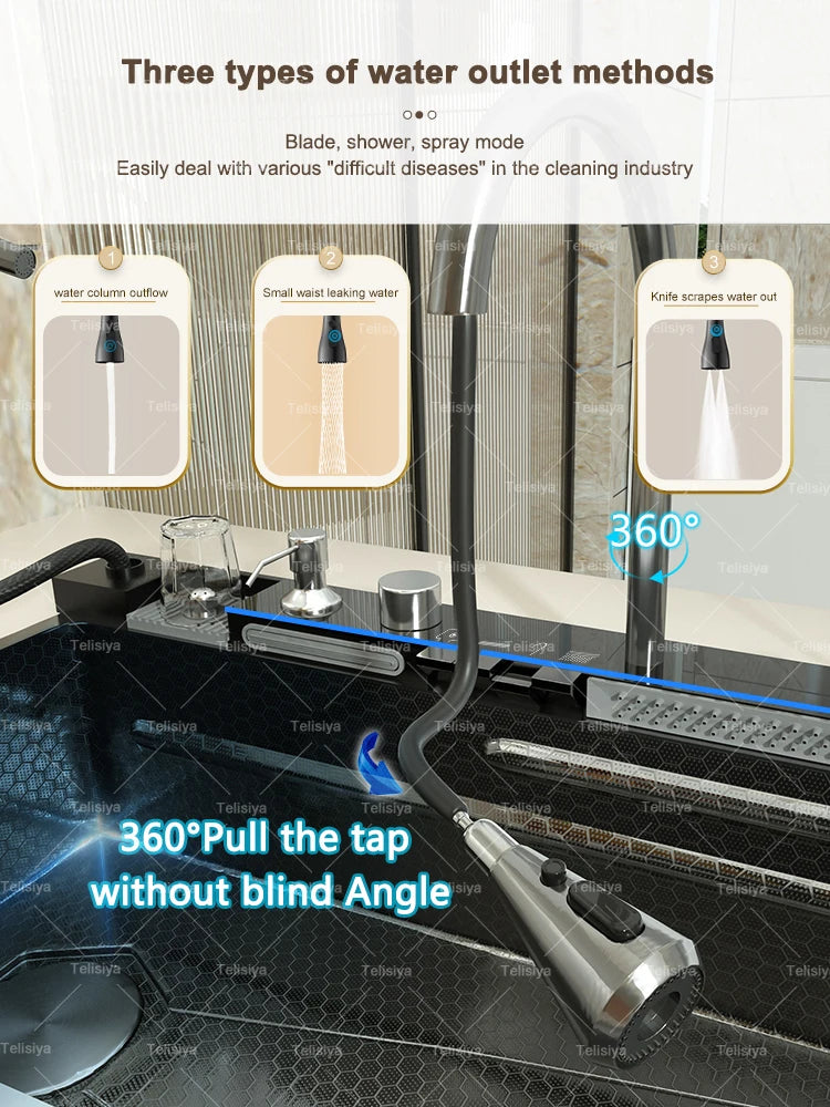 Various Waterfall Sink Stainless Steel Large Slot Digital
