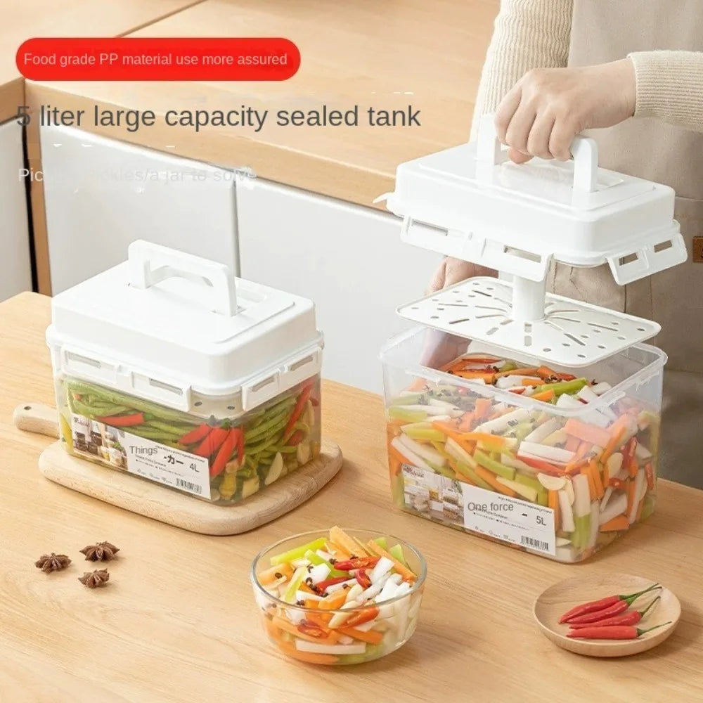 4/5l Pickle Jar Press Plate Leakproof Kimchi Container