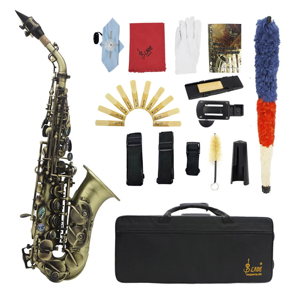 Slade Soprano Saxophone Flat Brass Sax Professional Saxophone
