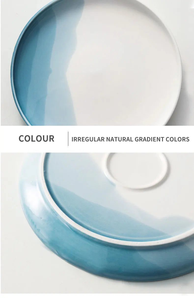 Mountain Scenery Ceramic Dinner Plate Big Round Dessert