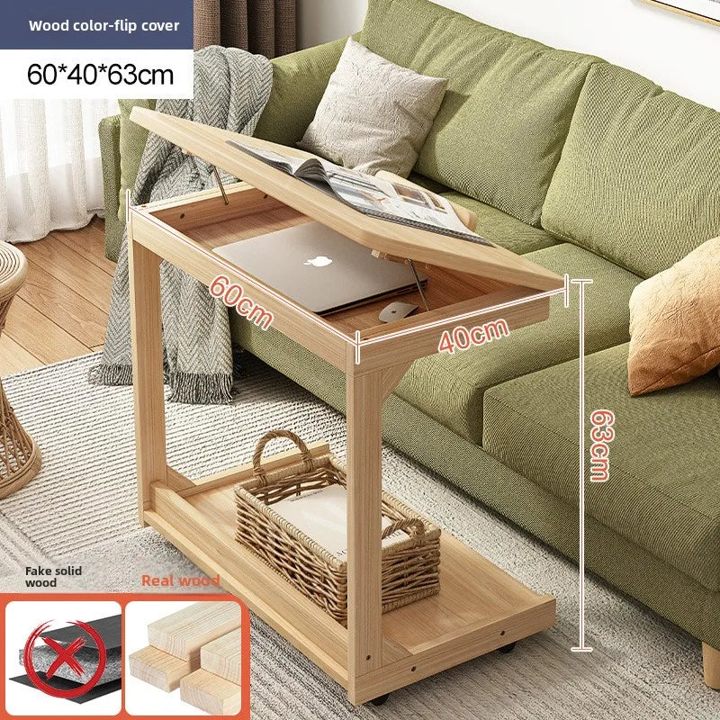 Mobile Solid Wood Coffee Table Living Room Storage