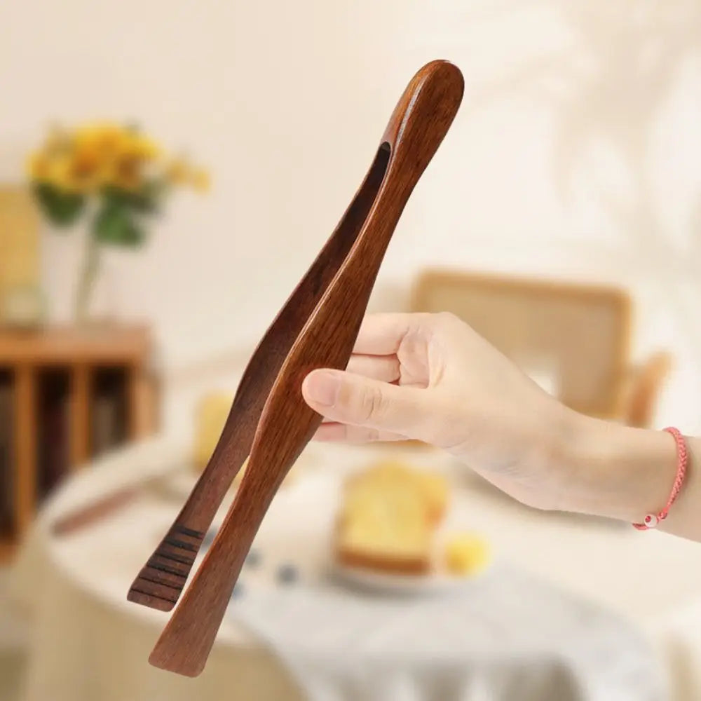 Utensil Wooden Tongs Anti-Slip Handle Salad Bacon Steak