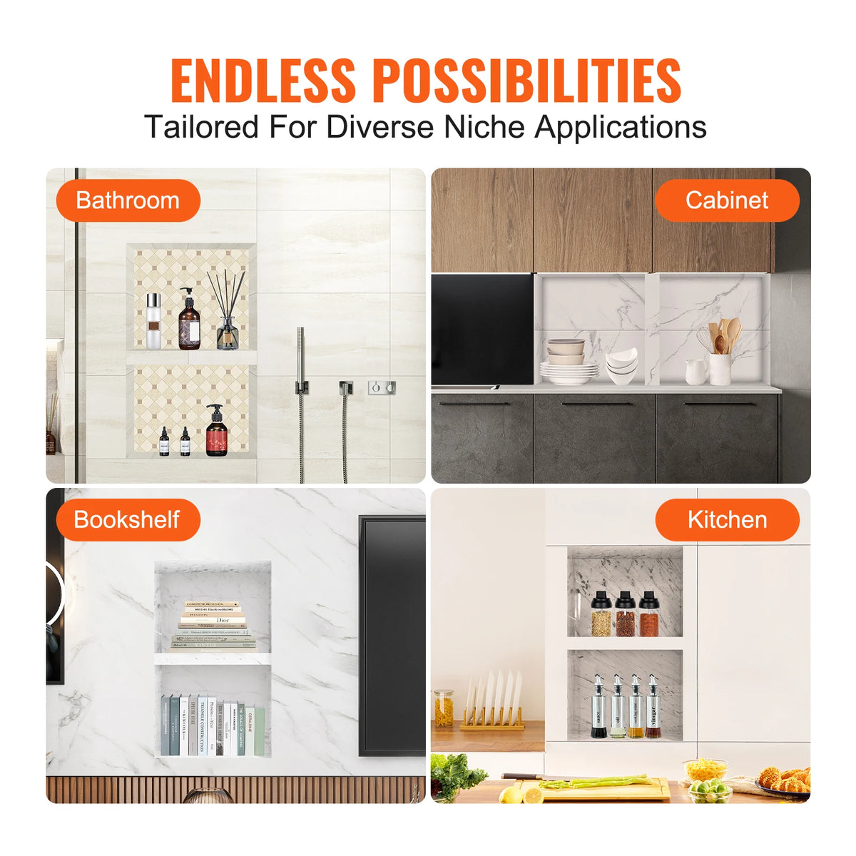 Succebuy Shower Niche Ready Tile Shelf Organizer Corners