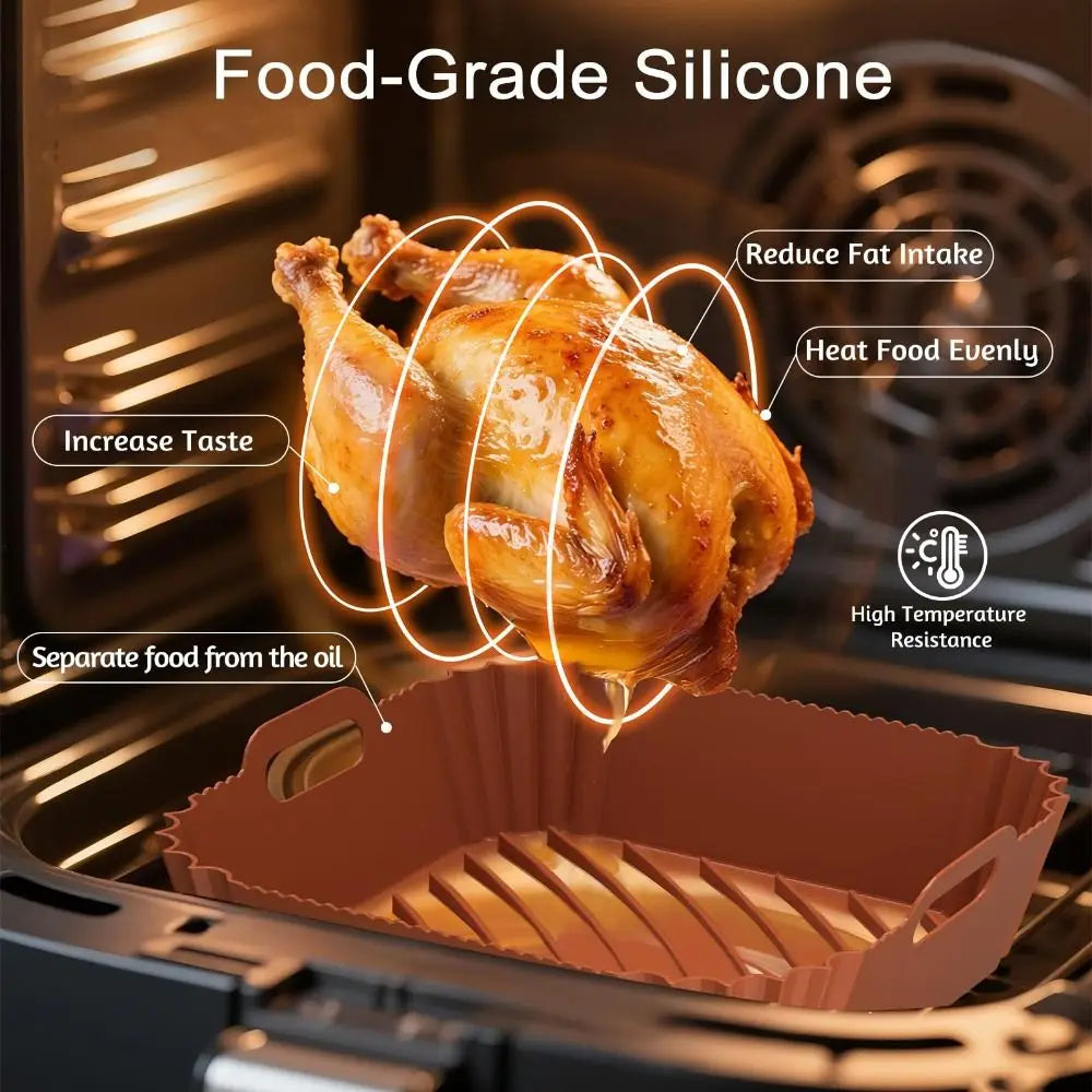 Large Size Silicone Airfryer Basket Liners Square Shape