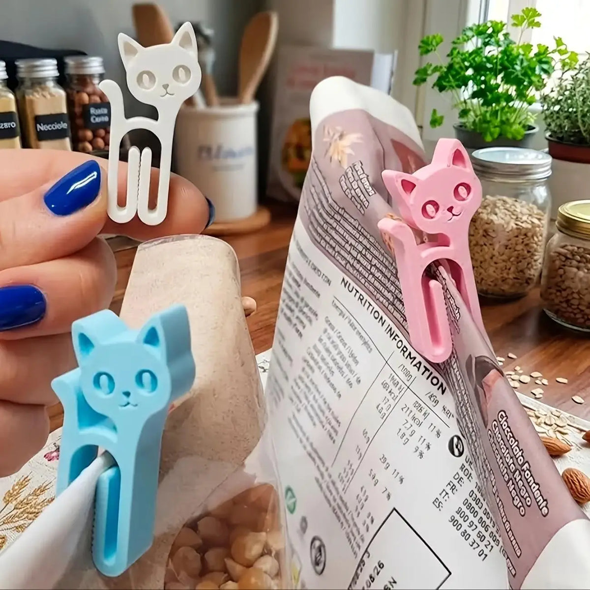3/6pcs Random Cat-Shaped Clips Seal Bags Envelopes &