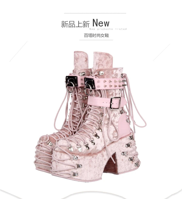 Lolita Punk Shoes Round Head Ultra High Heels