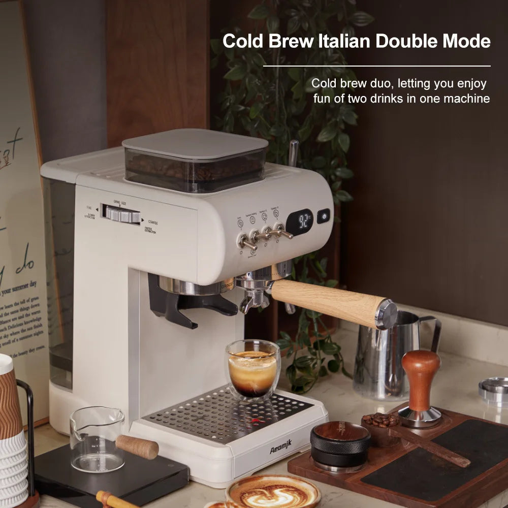 Semi-Automatic Espresso Machine Built-In Grinder & Cold Dual