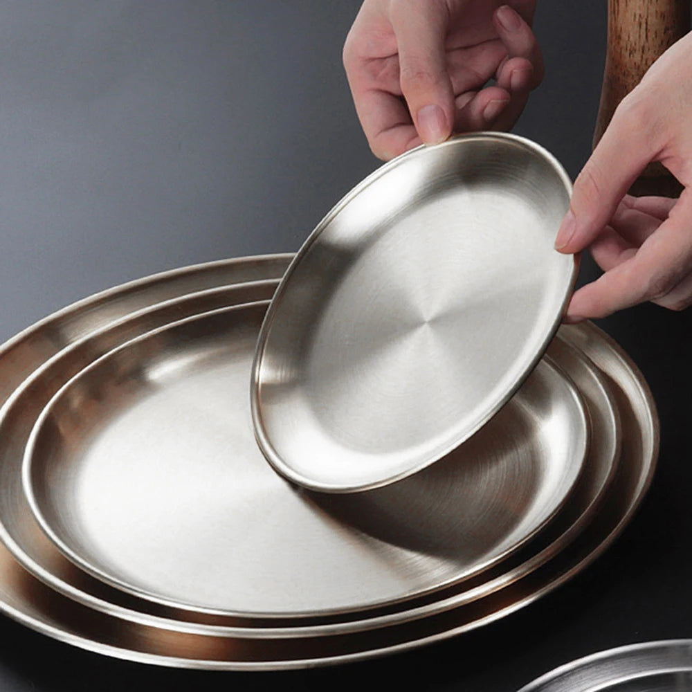 8pcs Stainless Steel Metal Round Dining Disc Bone