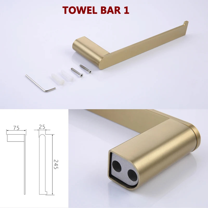 Brushed Gold Towel Ring Holder Bar Rack Brush/Paper