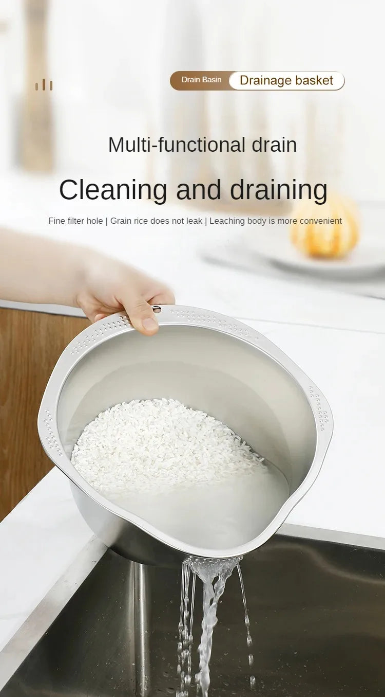 Rice Washer Strainer Bowl Stainless Steel 304 Rice