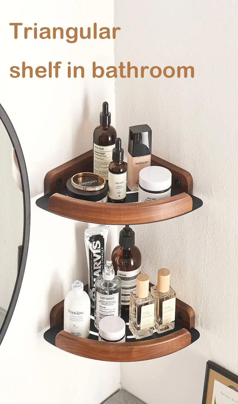 Black White Bathroom Shelves Wall Mountedspace Aluminum Wood