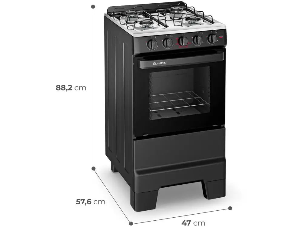 4-Burner Enamel Black Stove Ideal Pop 4120