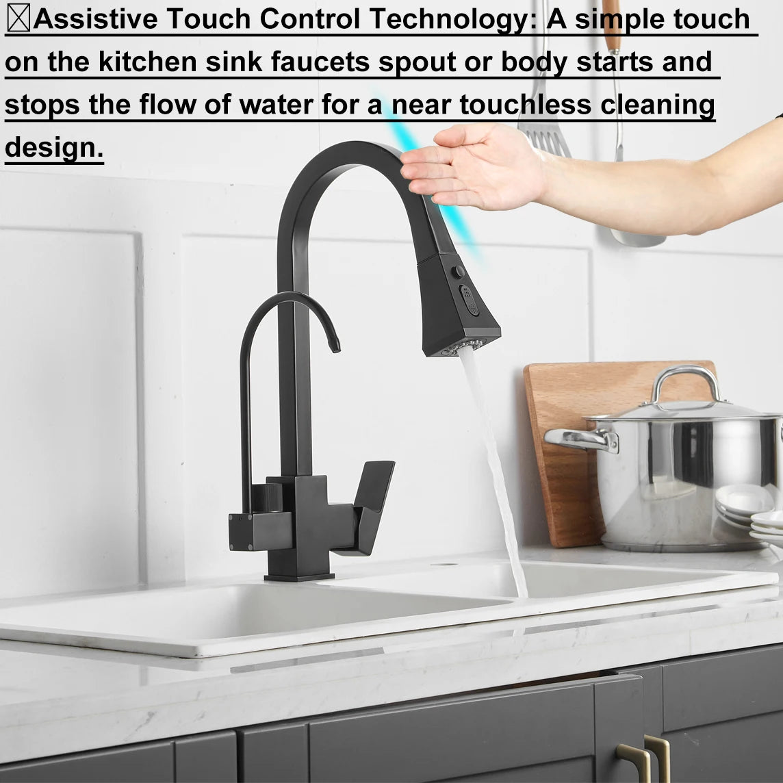 Square Touch On Filter Faucets Pull Down Cold
