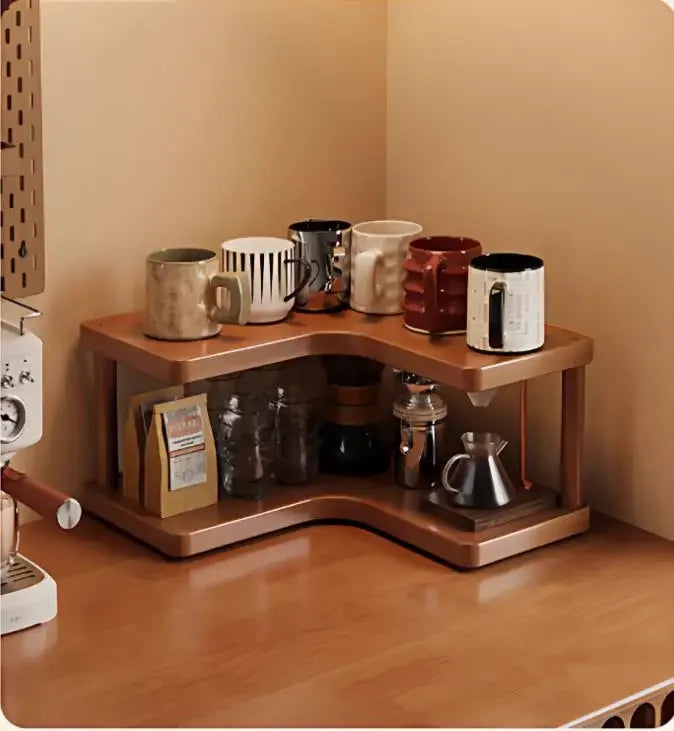 2-Tier Wooden Countertop Storage Shelf Multilayer Desktop