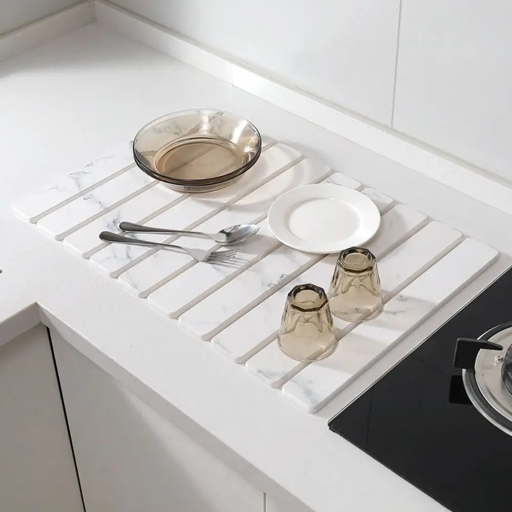 Foldable Stone Dish Drying Mat Nonslip Reusable Stone