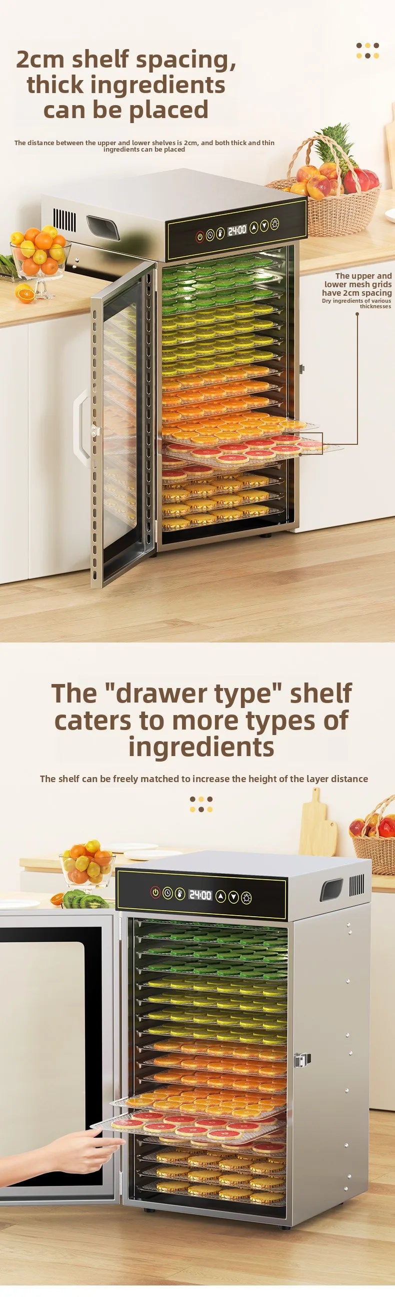 Premium 18 Layers Stainless Steel Food Dehydrator Commercial