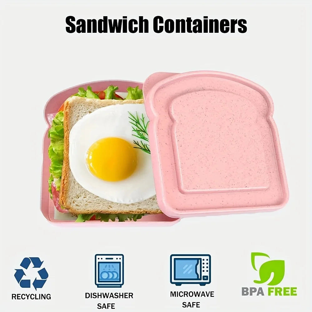 1/3pcs Reusable Bento Sandwich Box Lid Microwave Safe