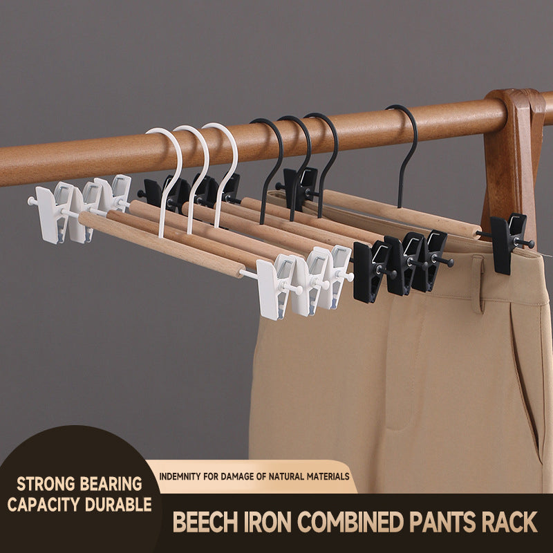 5pcs Trouser Hangers Durable Iron Wood Drying Rack