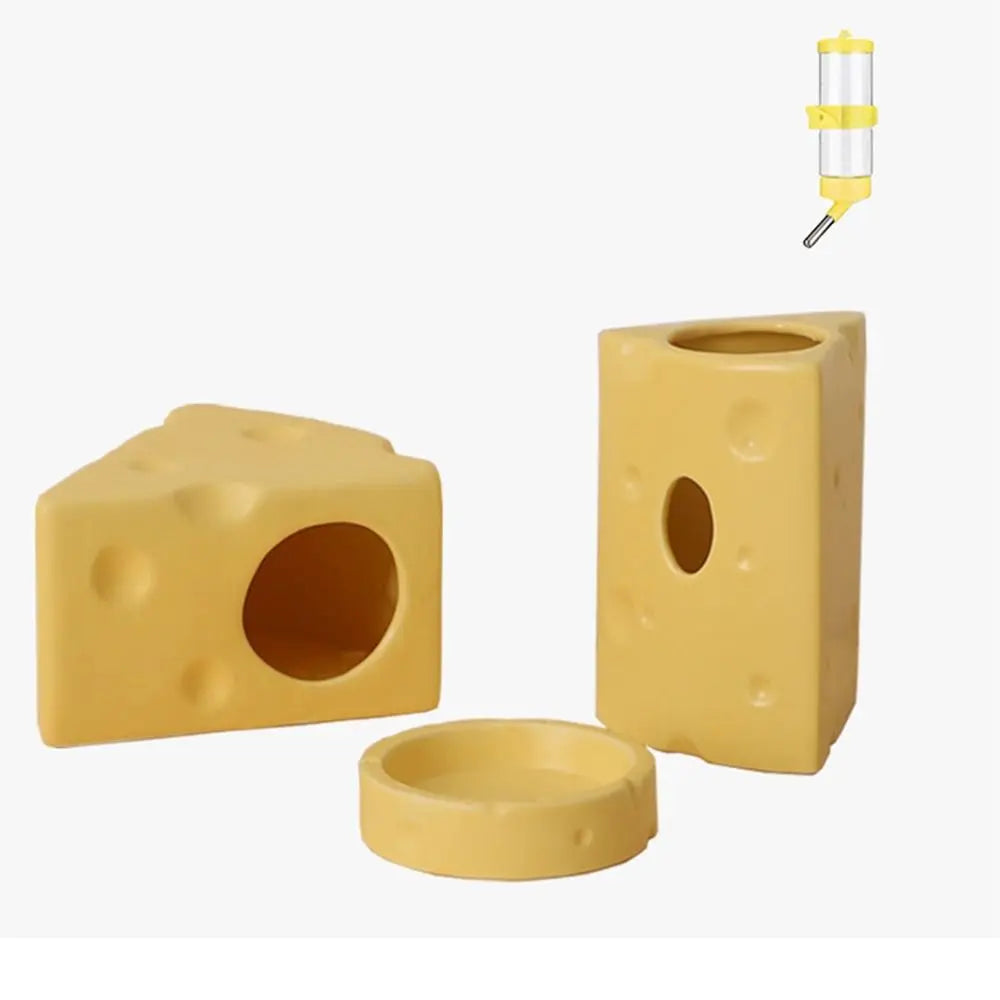 Durable Creative Hamster Hideout Cheese Shape Decorative Feeding