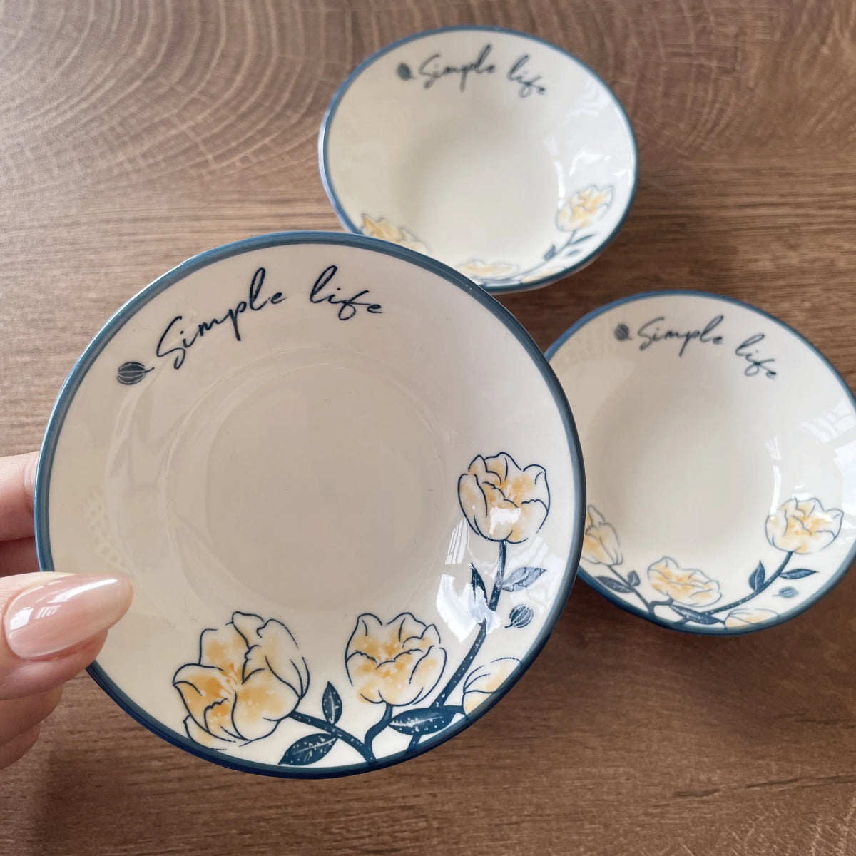 4-Piece 8-Inch Japanese Hand-Painted Ceramic Dipping Dishes Soy