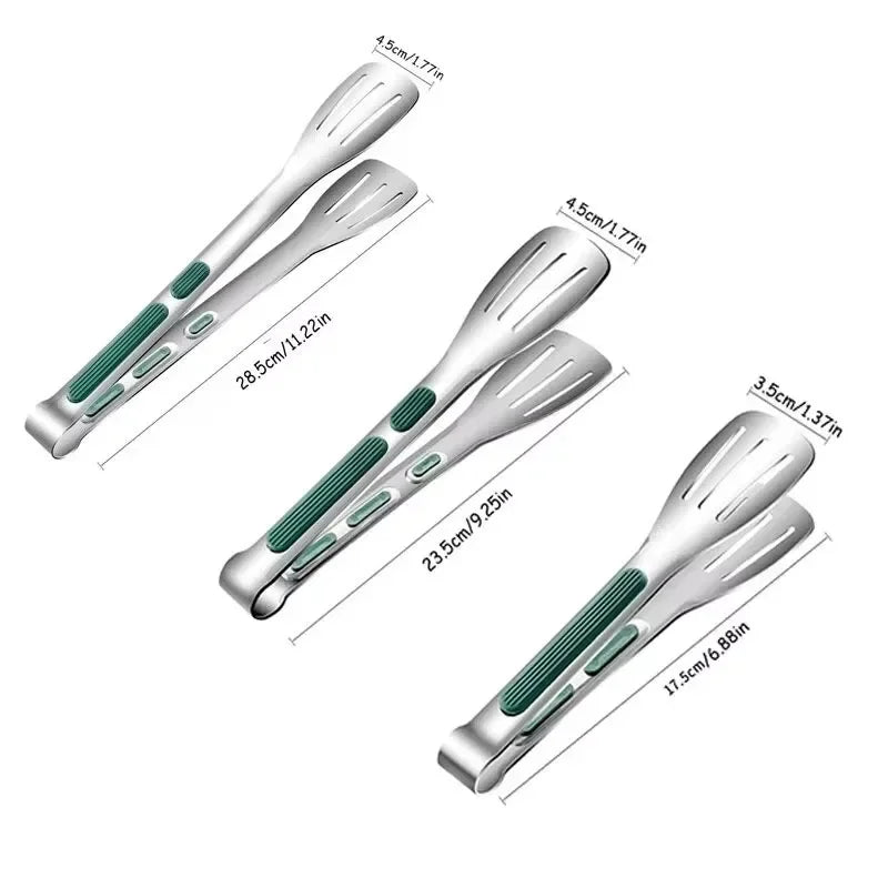 1pc Non Slip Stainless Steel Food Tongs Meat