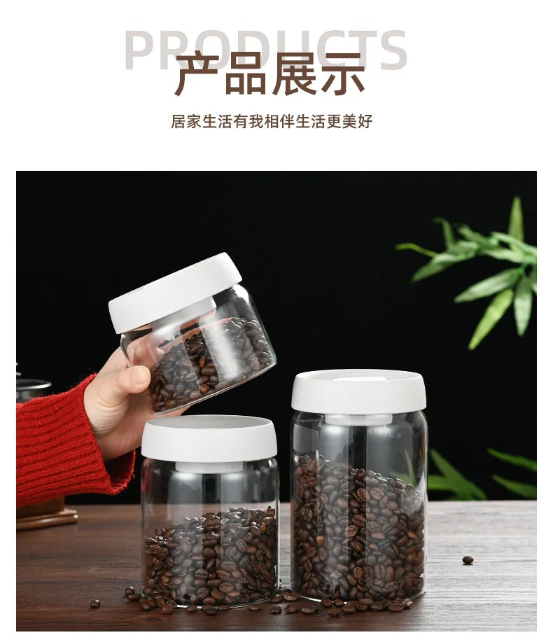 Coffee Beans Vacuum Sealed Tank Glass Sealed Jar