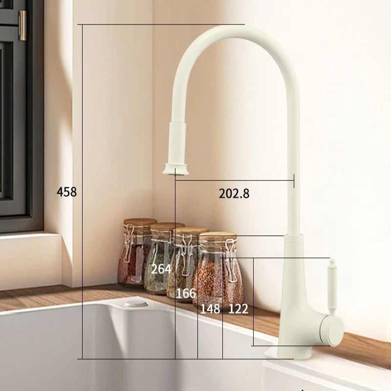 Pink Pull-Out Faucet Stainless Steel Sink Faucet 360