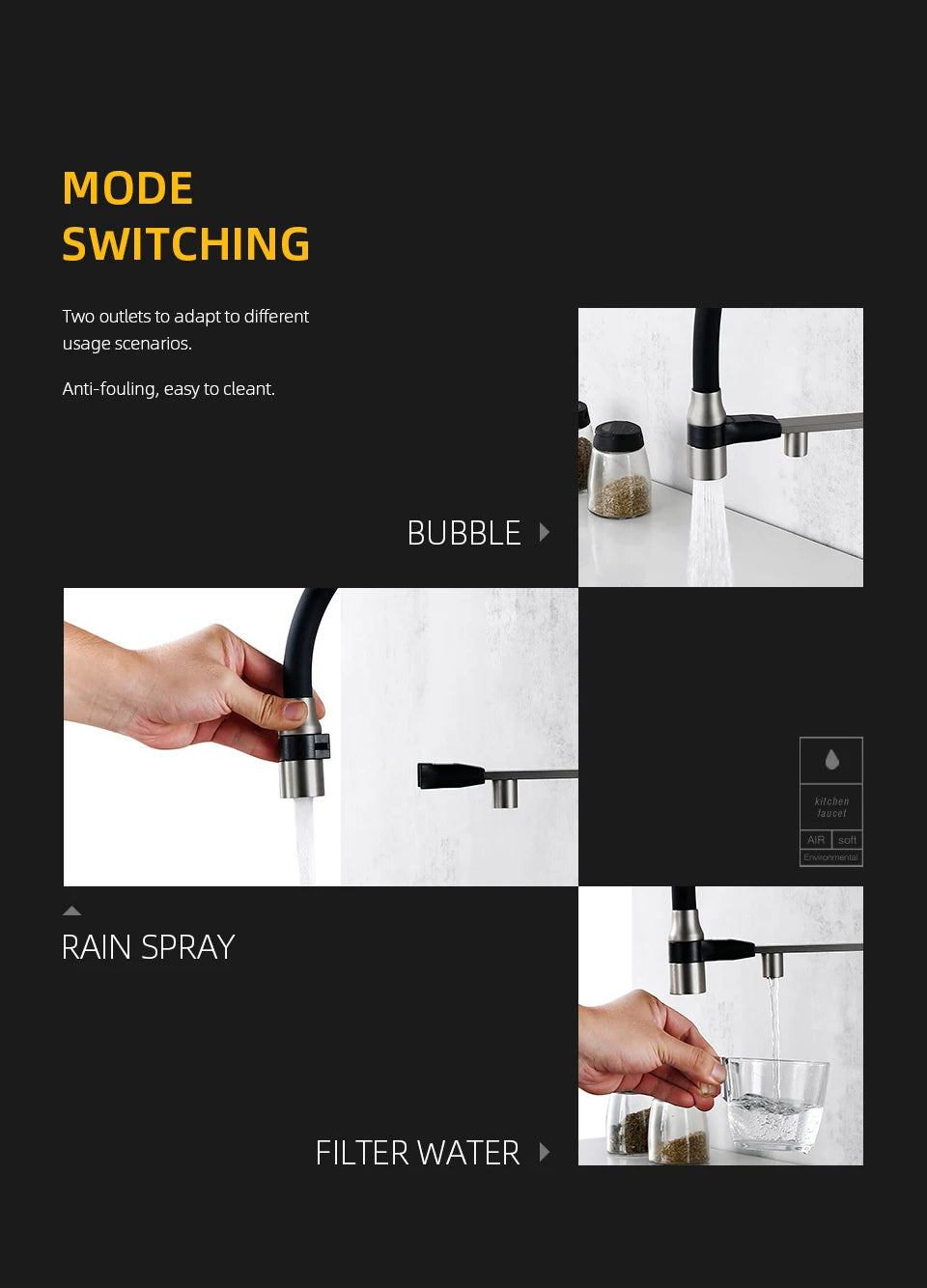 Brushed Nickel Faucet Pull Out Double Handle Tap