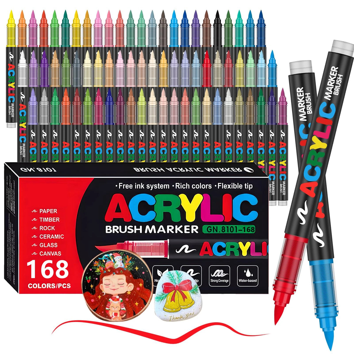 Guangna 168 Colors/Set Brush Tip Acrylic Paint Pens
