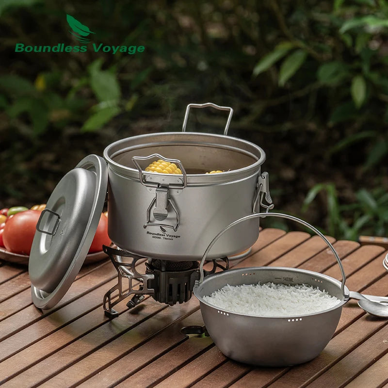 Boundless Voyage Titanium Camping Pot 2l Cooker Ultralight