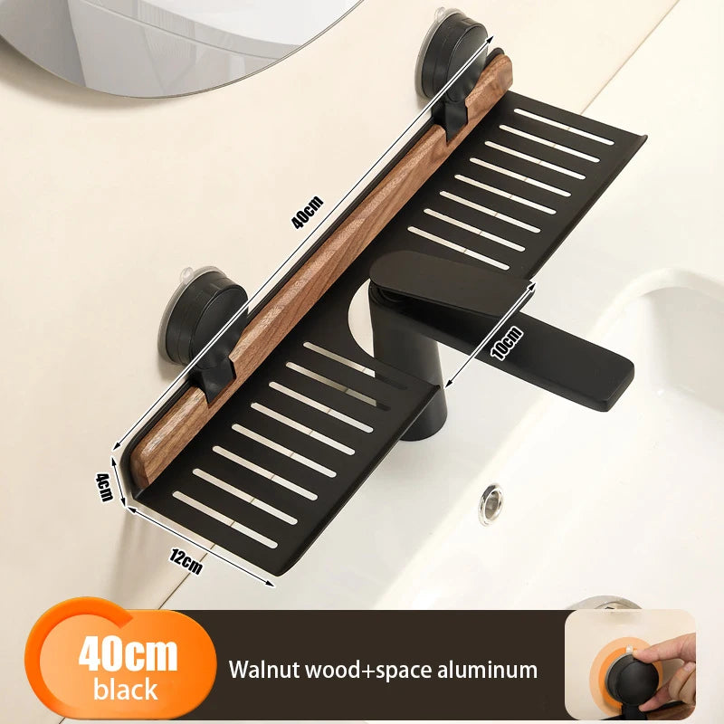 Walnut Suction Cup Bathroom Shower Gel Storage Rack