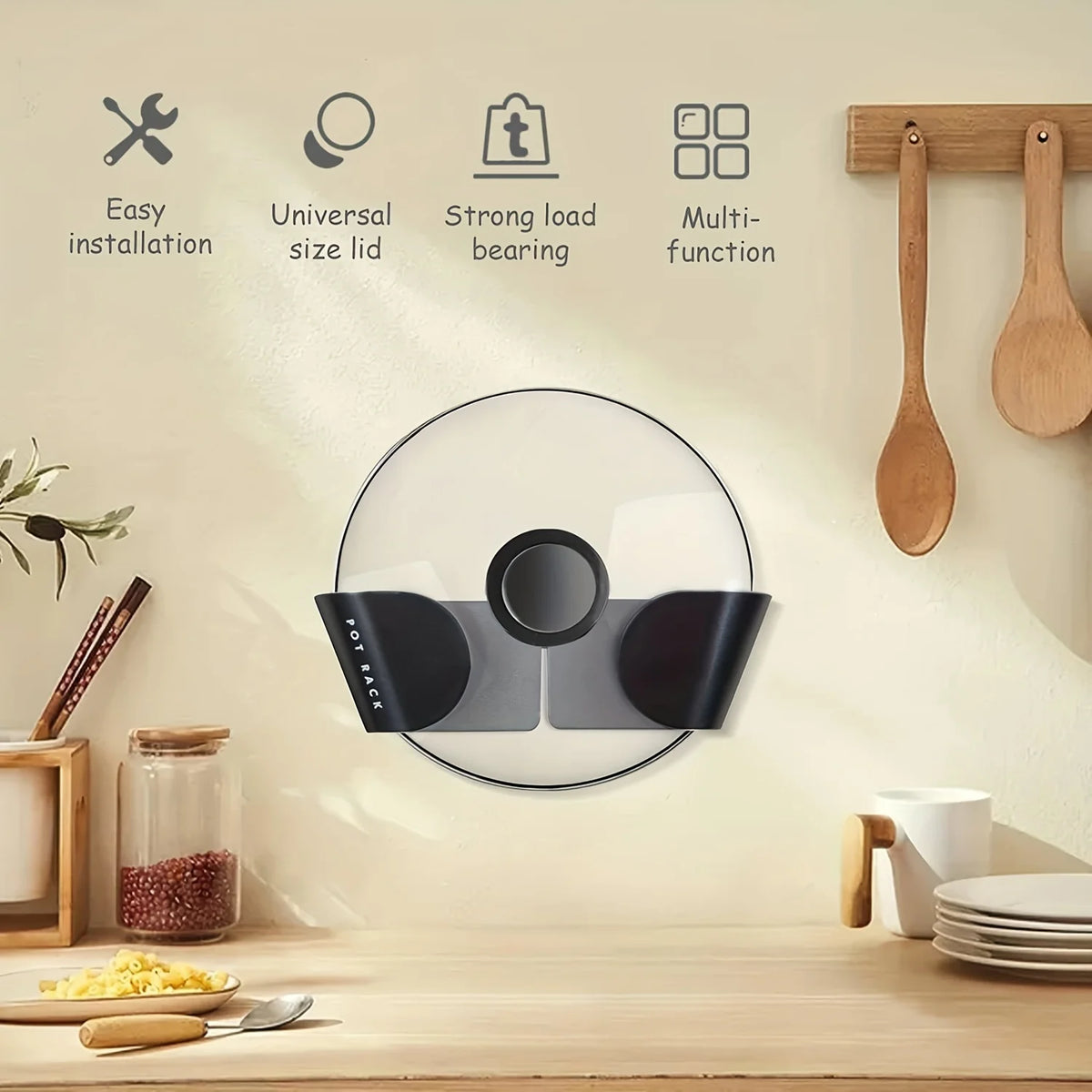1/3/6pairs Pot Lid Holder Wall-Mounted Hanging Pan Pot