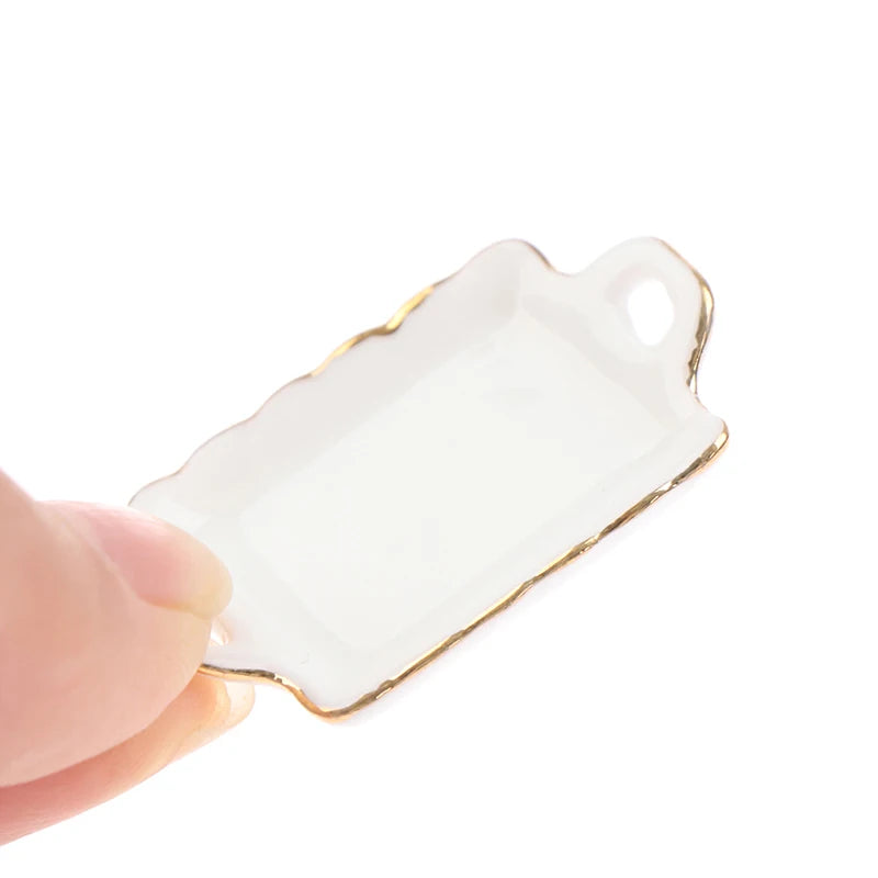 1pcs 1/12 Dollhouse Miniature Ceramic Food Tray Plate
