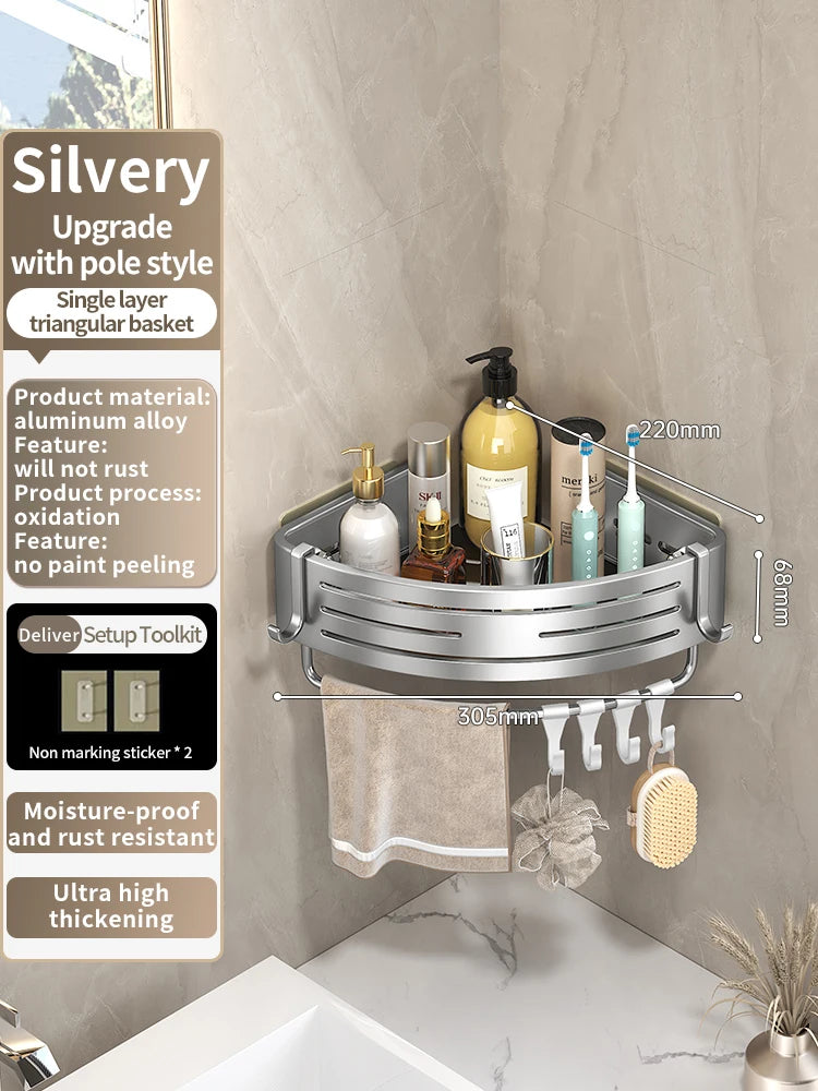 No Drill Sticker Walls Installation Aluminum Bathroom Shelf