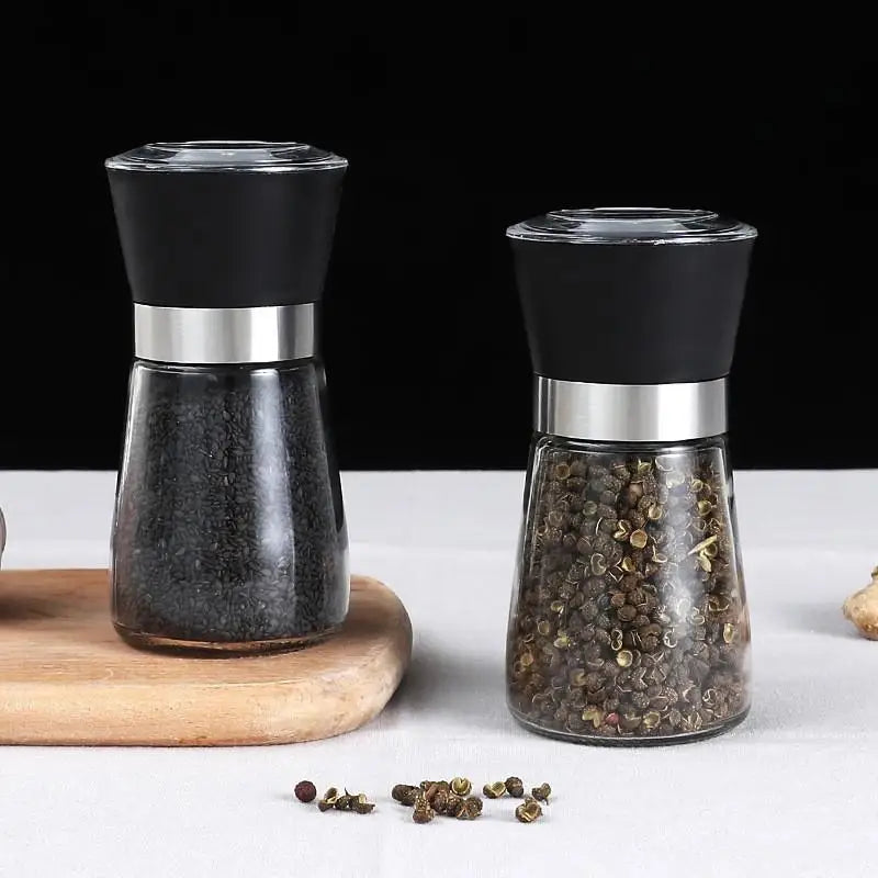 Salt Pepper Grinder Stainless Steel Glass Spice Bottle