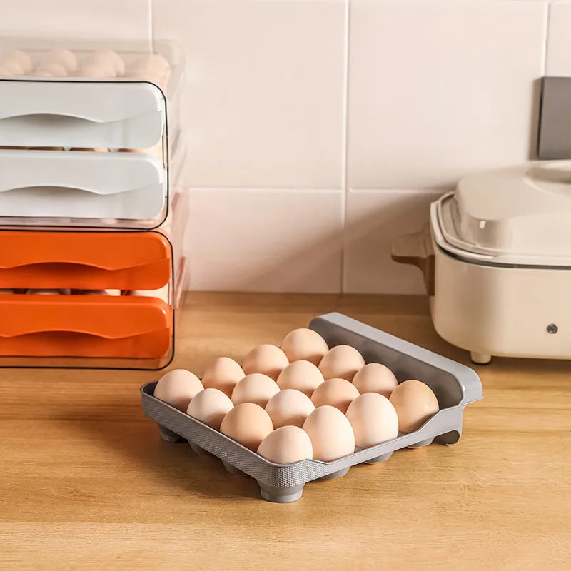 Double Layer Pull-Out Drawer Egg Holder Refrigerator Egg