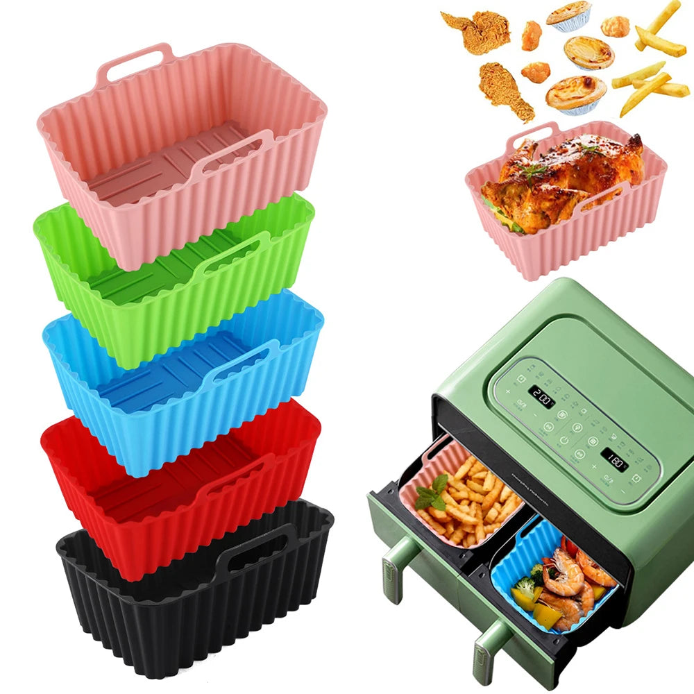 1pc Silicone Baking Tray Rectangular Air Fryer Silicone