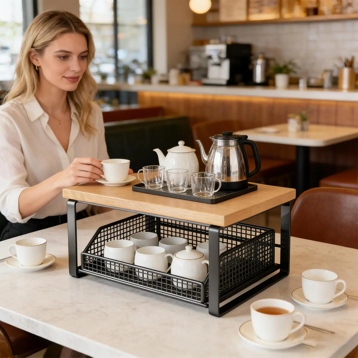 Desktop Storage Rack Double Layer Organization Shelf Counter