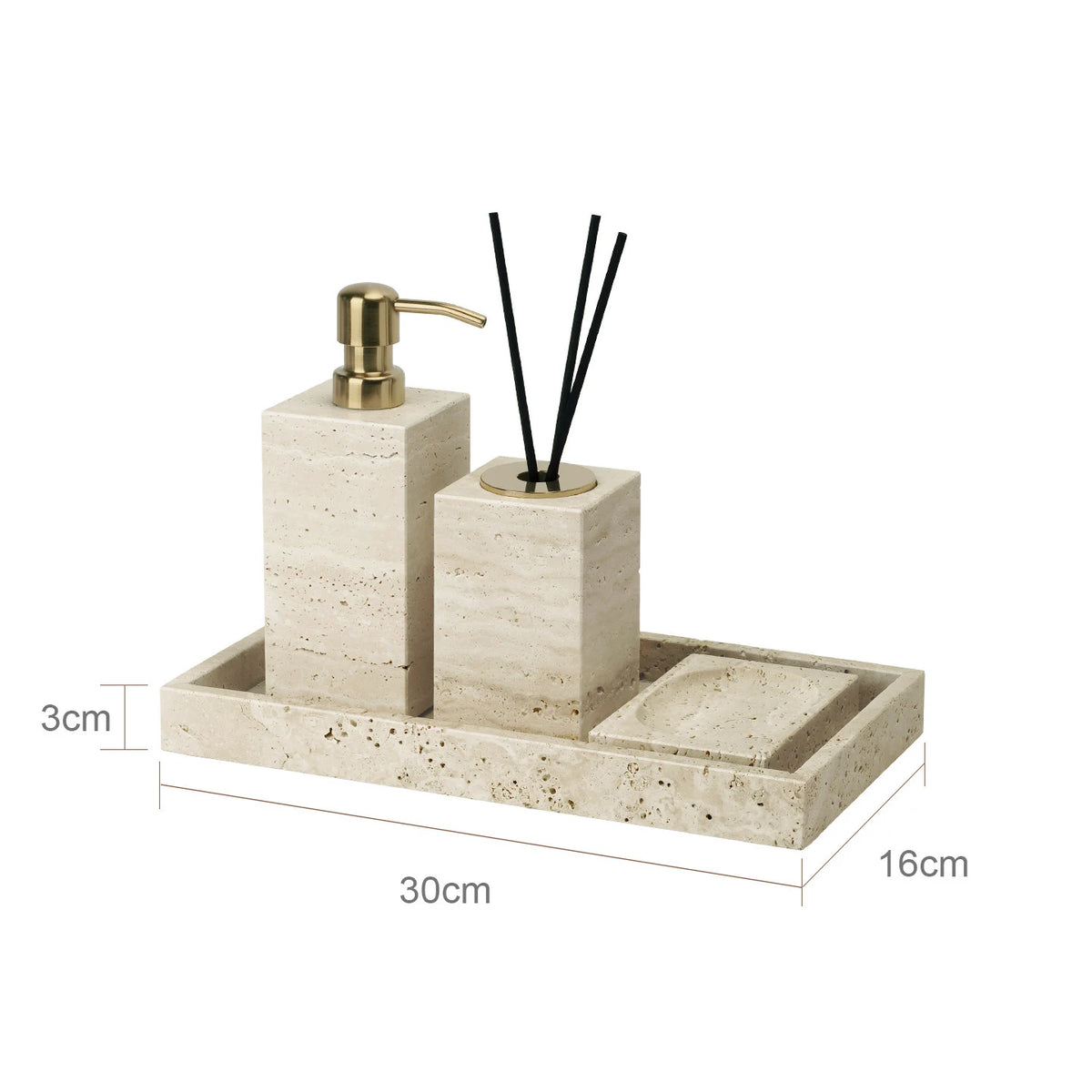 Travertine Bathroom Luxury Soap Dish Soap Dispenser Tissue