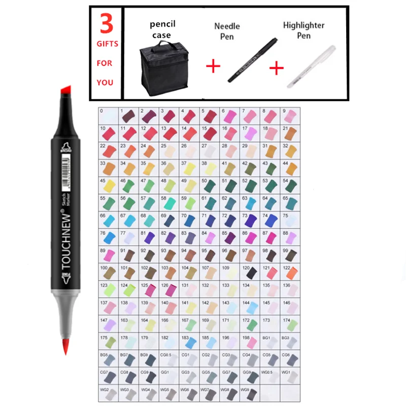 Alcohol Marker Pens - 36/60/80/168 Colors Soft Brush