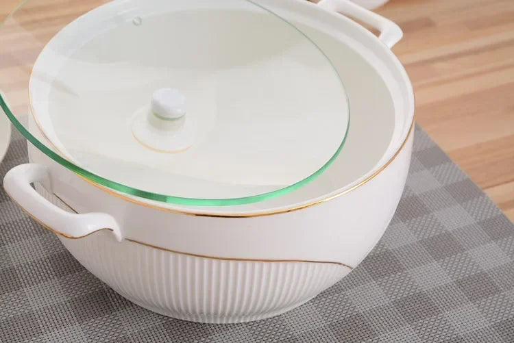 Ceramic Soup Pot White Round Nordic Phnom Penh