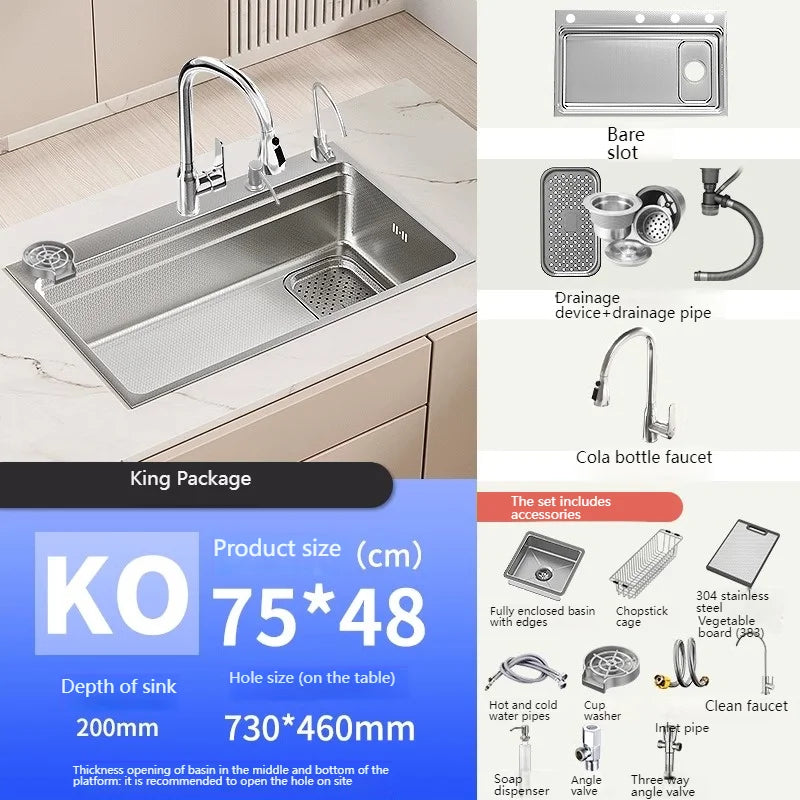 Drop In Sink 304 Stainless Steel Embossed Large
