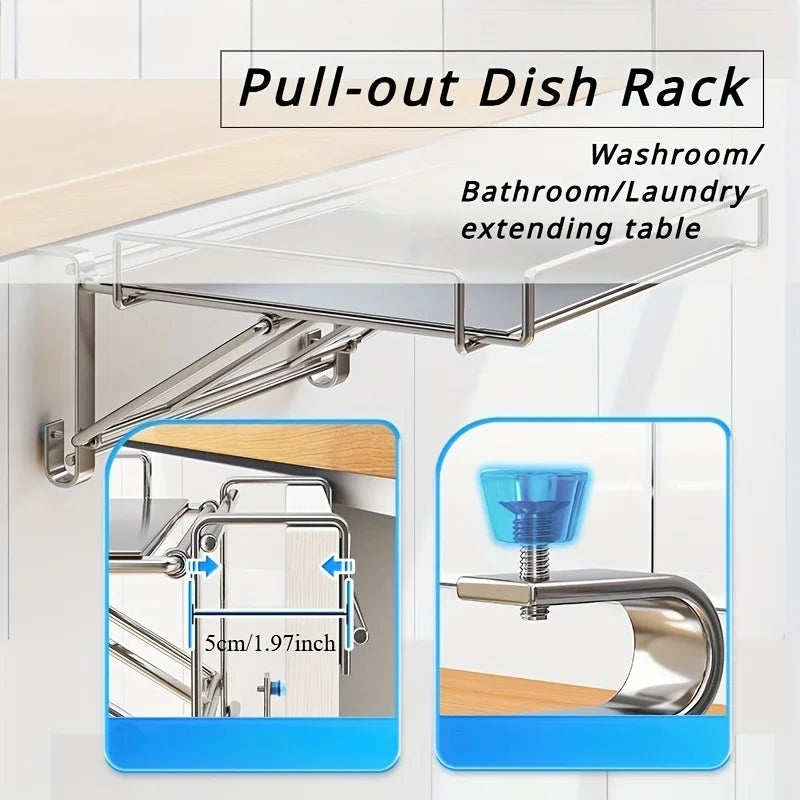 Stainless Steel Foldable Countertop Shelf Space Saving Cabinet
