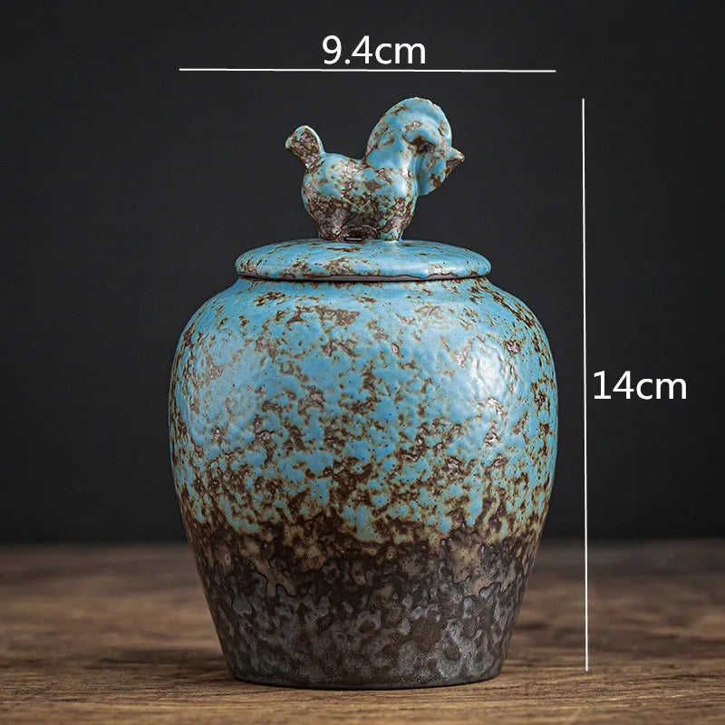 Blue Ceramic Tea Cans Candy Nuts Coffee Beans