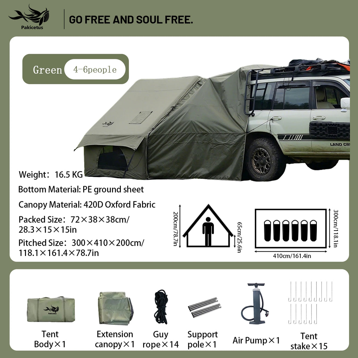 Pakicetus Inflatable Skylight Tent 4-6 Person Outdoor Family